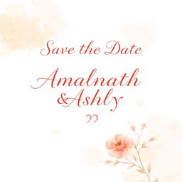 A beautifully designed 'Save the Date' image featuring elegant typography displaying the names "Amalnath & Ashly" in a romantic font