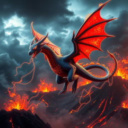 An imaginative hybrid dragon combining elements of Spider-Man, featuring web-like scales that shimmer in the light and stunning, glowing red-and-blue wings reminiscent of Spider-Man's costume