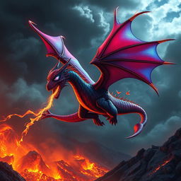 A fantastical hybrid dragon featuring Spider-Man’s distinctive web-like scales and full-color glowing red-and-blue wings that match his iconic costume