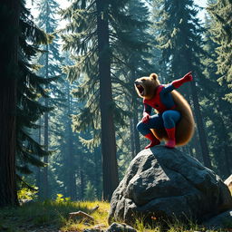 A striking scene in a forest clearing where a grizzly bear roars, showcasing its powerful presence and fierce nature