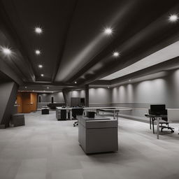 A SWAT commander's penthouse office designed by integrating aspects from the building illustrated in the provided link.