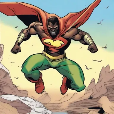The Malian superhero in the comic book series has incredible strength and the ability to fly.