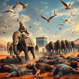 A historical scene depicting the legendary battle against the Kaaba