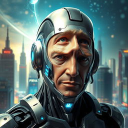 A powerful and thought-provoking image of a figure representing George Floyd being reborn as a futuristic cyborg