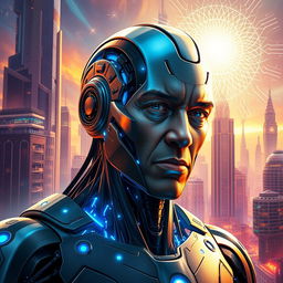 A powerful and thought-provoking image of a figure representing George Floyd being reborn as a futuristic cyborg