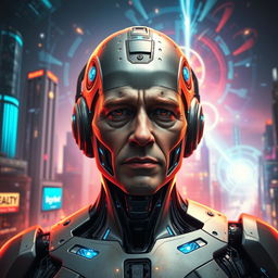 A powerful and thought-provoking image of a figure representing George Floyd being reborn as a futuristic cyborg