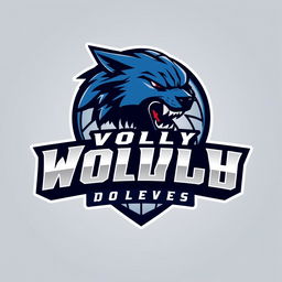 A dynamic and modern logo design for a volleyball team named 'Volly Wolves'