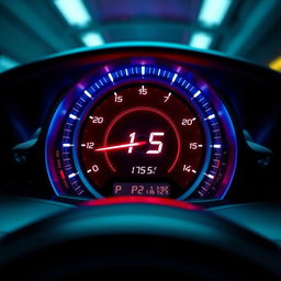 A sleek, futuristic speedometer showing an impressive speed of 175 mph