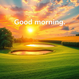 A beautiful sunrise scene symbolizing good morning, health, and wealth with vibrant colors flooding the sky