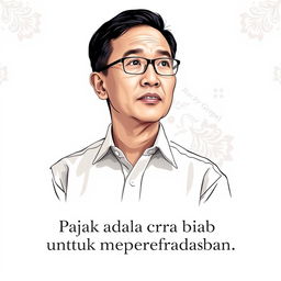 A portrait of Rocky Gerung, a well-known Indonesian public intellectual and political commentator