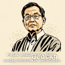 A portrait of Rocky Gerung, a well-known Indonesian public intellectual and political commentator