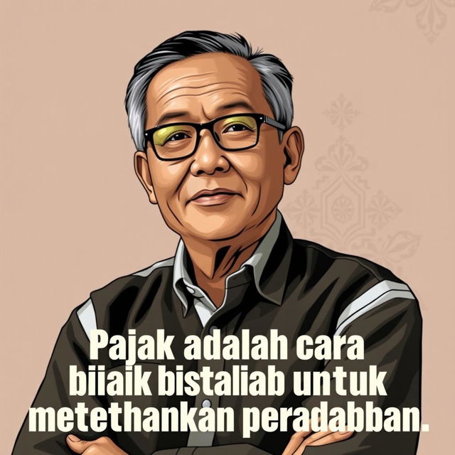 A portrait of Rocky Gerung, a well-known Indonesian public intellectual and political commentator