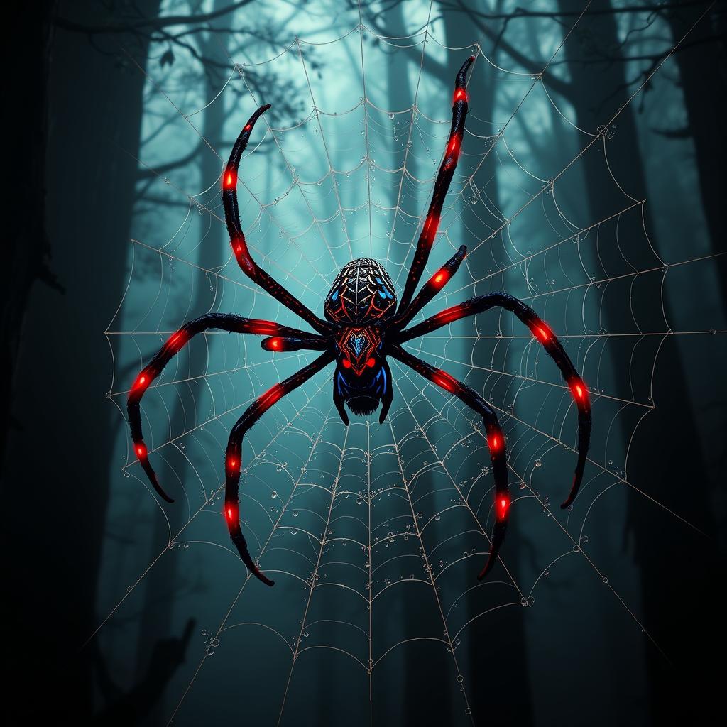 A striking hybrid spider that combines delicate arachnid features with Spider-Man’s signature webbed patterns