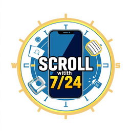 A circular, professional logo for a YouTube channel named 'Scroll with 7/24'