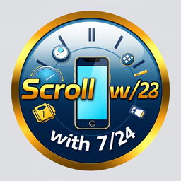 A circular, professional logo for a YouTube channel named 'Scroll with 7/24'