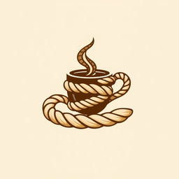 A creative logo design combining elements of rope and coffee