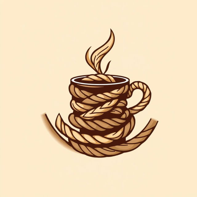 A creative logo design combining elements of rope and coffee