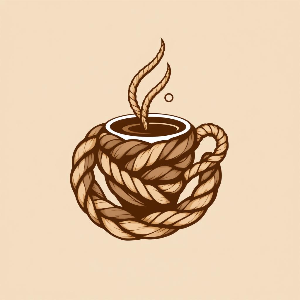 A creative logo design combining elements of rope and coffee