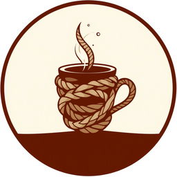 A creative logo design combining elements of rope and coffee