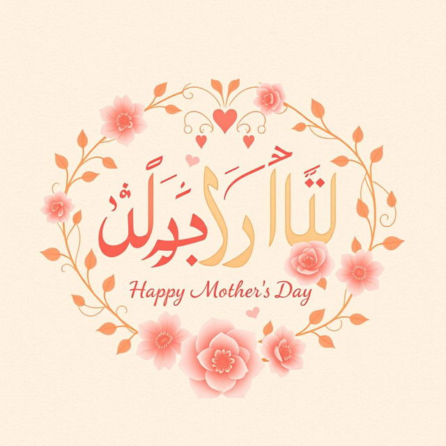 A beautifully designed Persian text image celebrating Mother's Day, featuring elegant calligraphy in warm colors