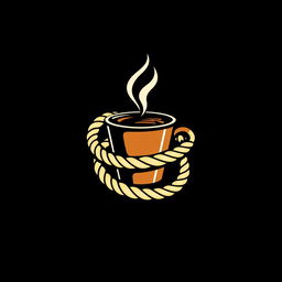 A creative logo design that combines elements of a rope and a coffee cup