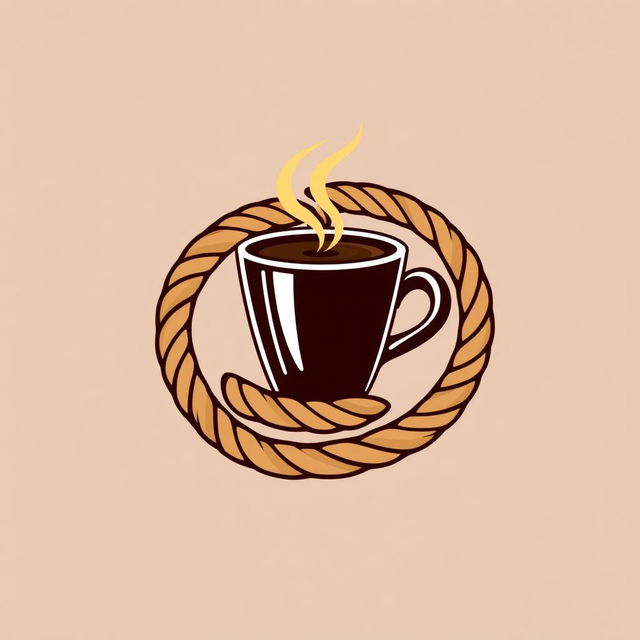 A creative logo design that combines elements of a rope and a coffee cup