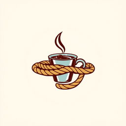 A creative logo design that combines elements of a rope and a coffee cup