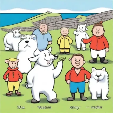In the Manx cartoon, the characters speak in the Manx language.