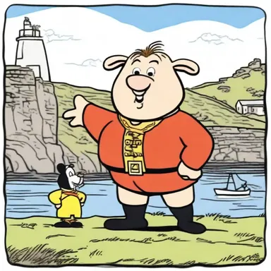 In the Manx cartoon, the characters speak in the Manx language.