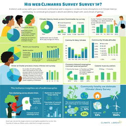 A detailed graphical representation of a district-wide survey, showing various elements of community awareness regarding climate literacy (CL)