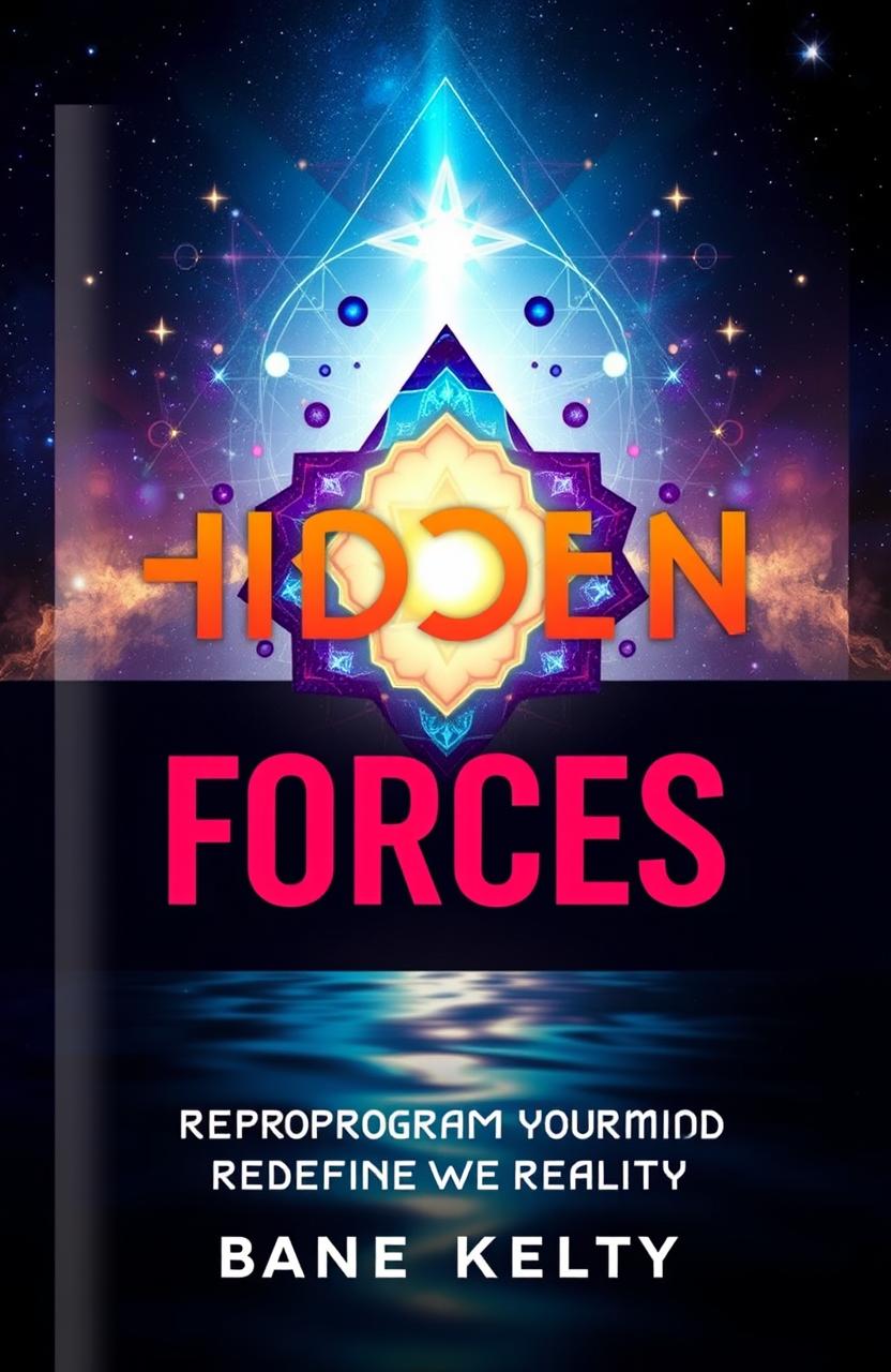 A visually striking book cover design for 'Hidden Forces: Reprogram Your Mind, Redefine Your Reality'