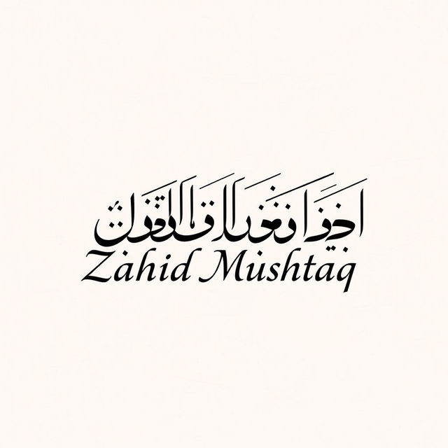 Beautiful Urdu calligraphy of the name 'Zahid Mushtaq'