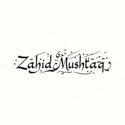 Beautiful Urdu calligraphy of the name 'Zahid Mushtaq'