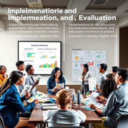 A dynamic scene illustrating the implementation and evaluation phase of modified Information, Education, and Communication (IEC) materials