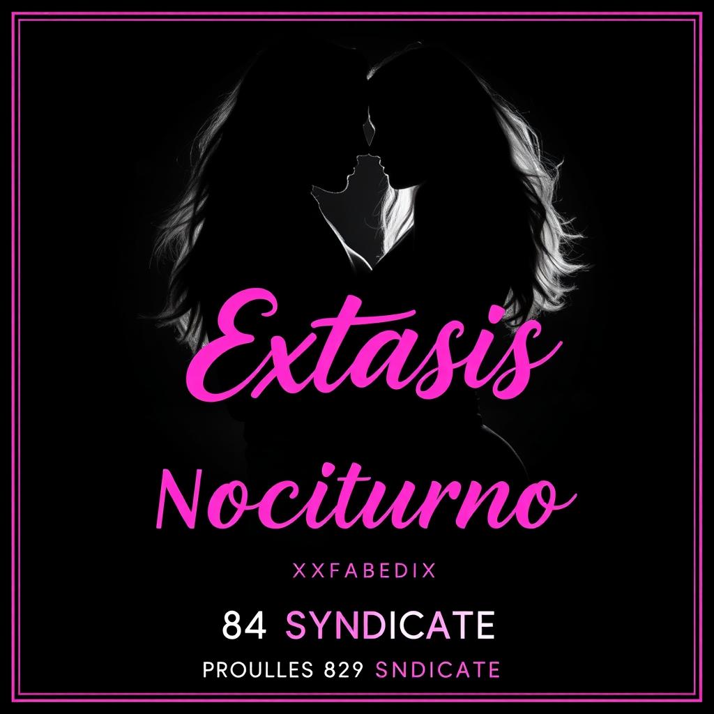 An erotic black and white poster for a song titled 'Éxtasis Nocturno' in pink, featuring the name of the artist 'xXFabiXx' and the producer '84 Syndicate'