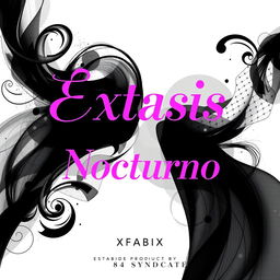 An erotic black and white poster design for the song titled 'Éxtasis Nocturno' prominently featuring the song title in pink
