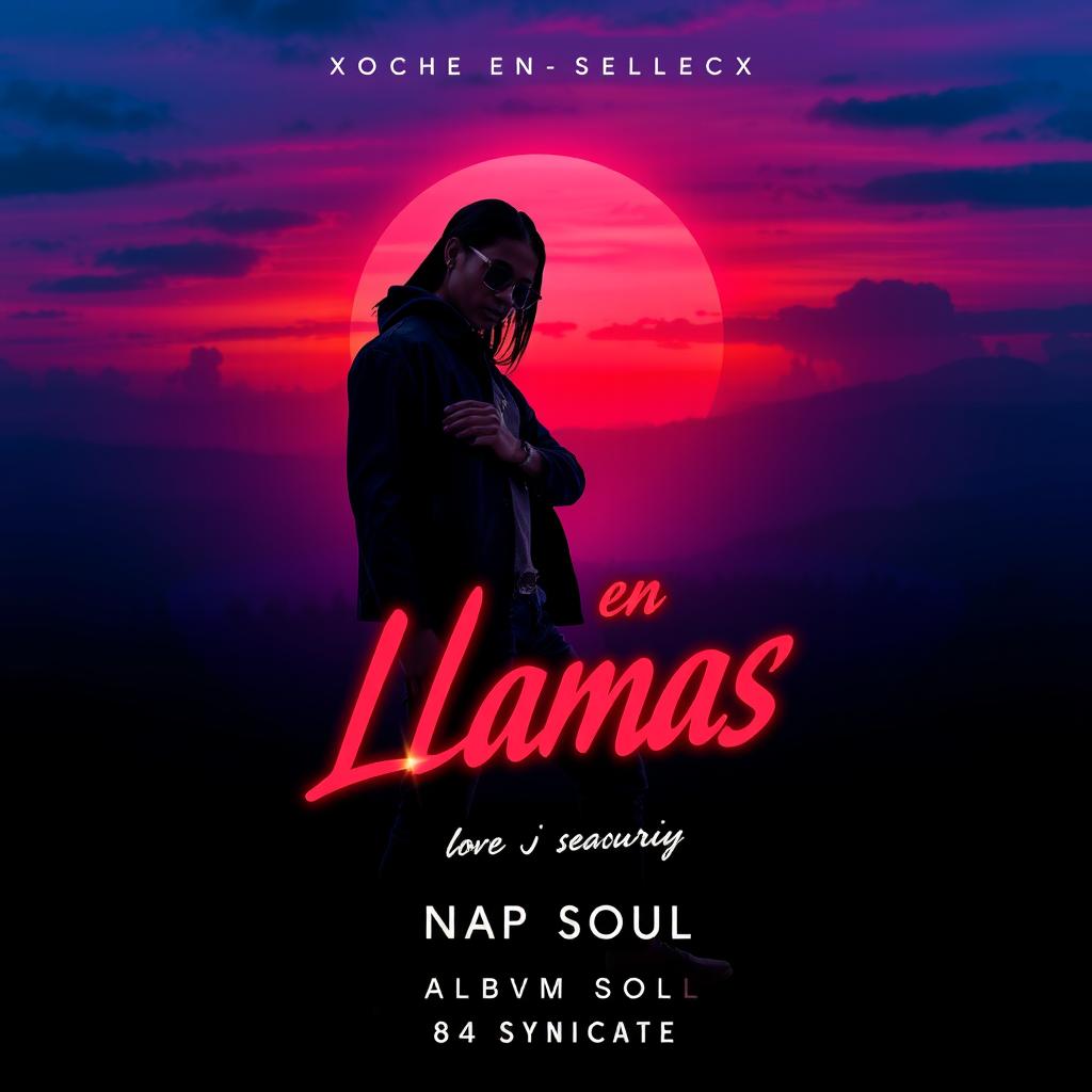 A vibrant and sultry album cover for a Trap Soul song titled "Noche en Llamas" by artist "xXFabiXx" and produced by "84 Syndicate"