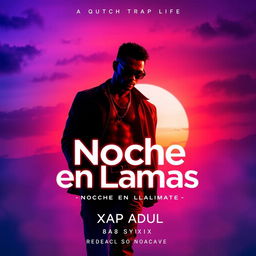 A vibrant and sultry album cover for a Trap Soul song titled "Noche en Llamas" by artist "xXFabiXx" and produced by "84 Syndicate"