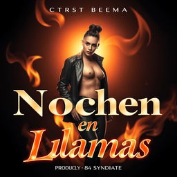 A captivating and seductive poster for an erotic Trap song titled "Noche en Llamas" by artist "xXFabiXx" and produced by "84 Syndicate"