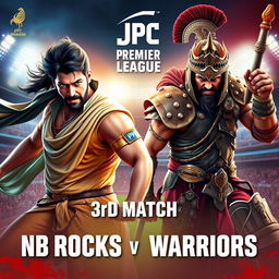 A dynamic cricket match poster featuring two fierce captains inspired by the effects of Bahubali