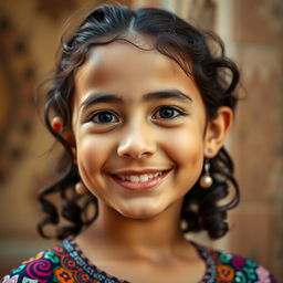 A portrait of a Yemeni girl with Turner syndrome, showcasing her unique beauty