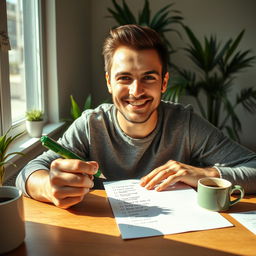 A person crossing off a task on their to-do list with a confident smile