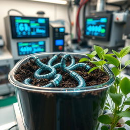 A futuristic lab scene showcasing advanced nano-technology