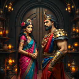 A wide shot inside a secret gothic-style room full of antique items