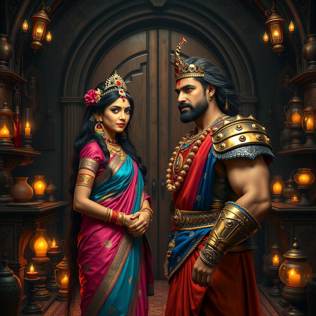 A wide shot inside a secret gothic-style room full of antique items