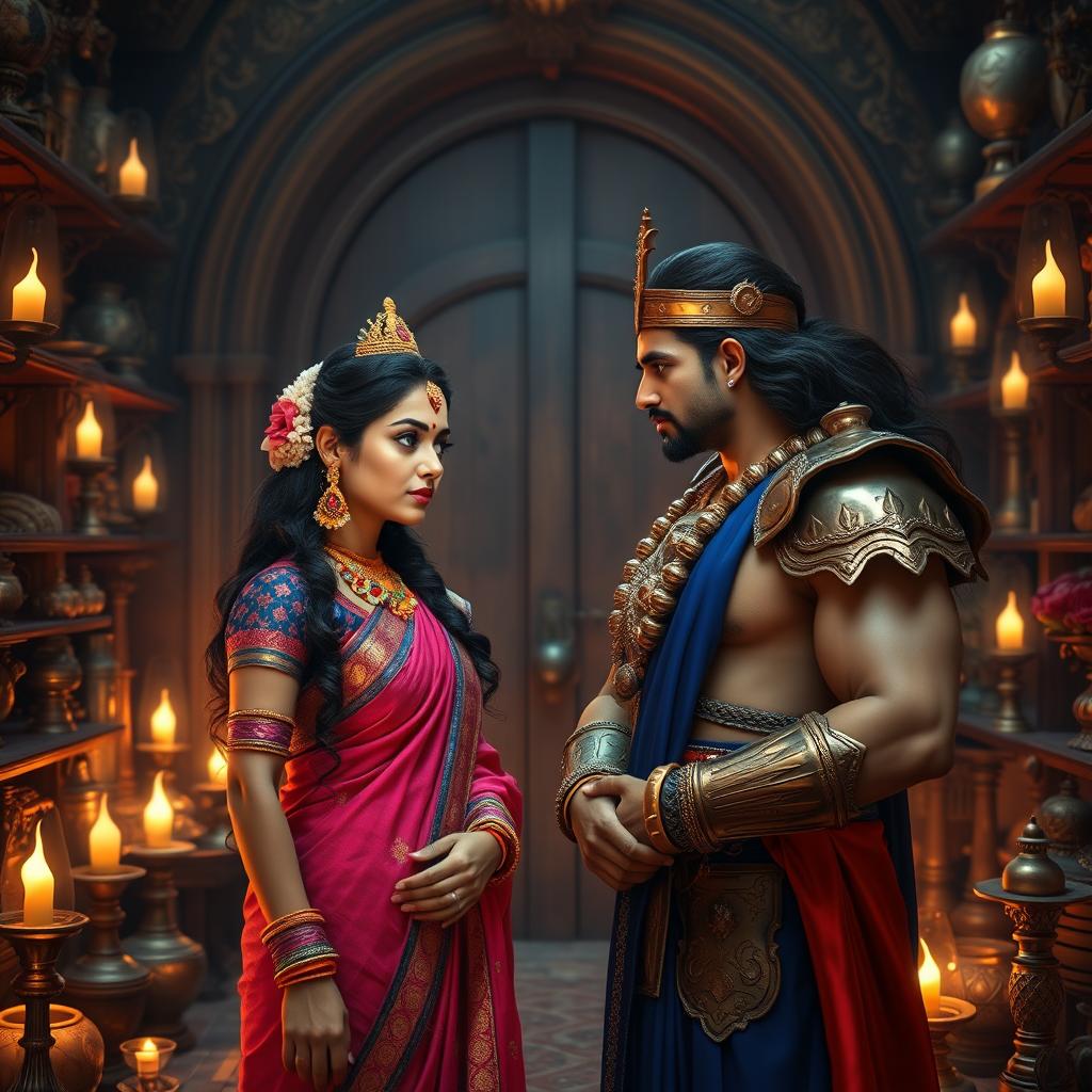 A wide shot inside a secret gothic-style room full of antique items