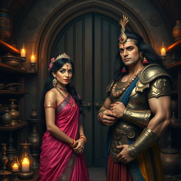 A wide shot inside a secret gothic-style room filled with antique items