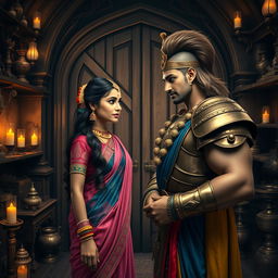 A wide shot inside a secret gothic-style room filled with antique items