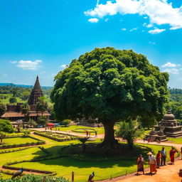 A picturesque view of the Anuradhapura district in Sri Lanka, showcasing its lush green landscapes and ancient ruins