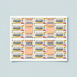 A4 sheet design featuring 15 identical coupons neatly arranged in a grid pattern